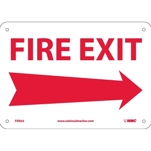 040 Alum FERAA National Marker Fire Exit Sign 7X10 Graphic Right Arrow 