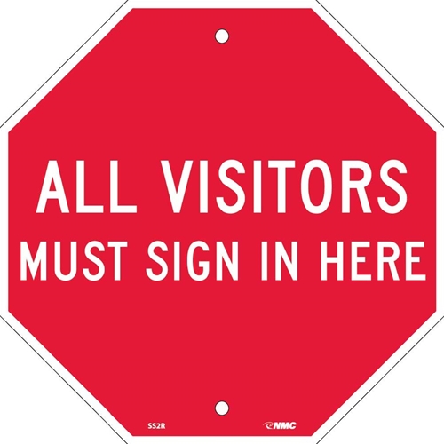 All Visitors Must Sign In Here Stop Sign (SS2R)