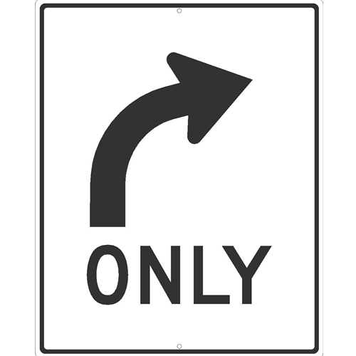 Click here to view larger image Right Turn Only Arrow Sign (TM522J)