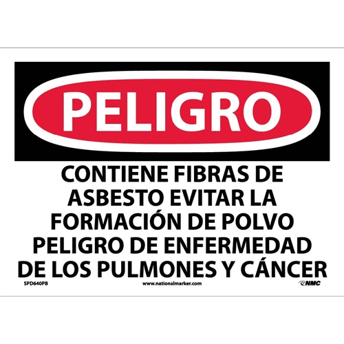 Click here to view larger image Danger Contains Asbestos Sign - Spanish (SPD640PB)