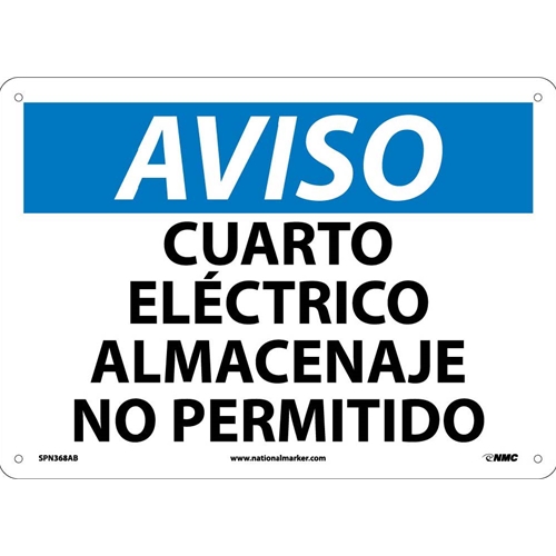 Notice Electric Room No Storage Permitted Sign - Spanish (SPN368AB)