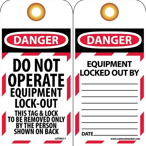 Danger Do Not Operate Equipment Lock-Out Tag (LOTAG11)