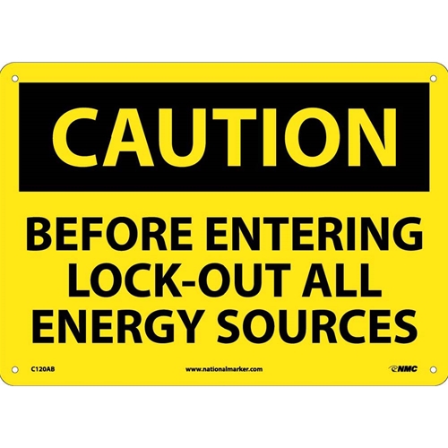 Caution Lock Out All Sources Sign (C120AB)