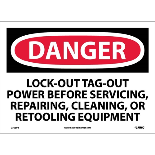 Click here to view larger image Danger Lock-Out Tag-Out Power Before Use Sign (D303PB)