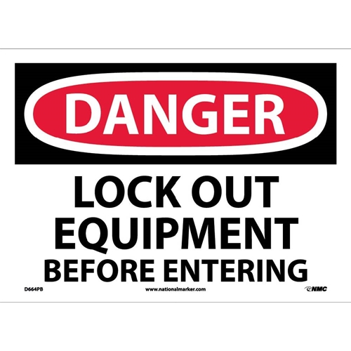 Danger Lock Out Equipment Before Entering Sign (D664PB)