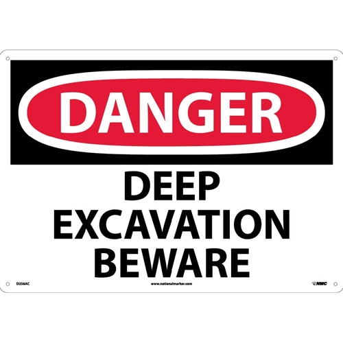 Click here to view larger image Large Format Danger Deep Excavation Beware Sign (D256AC)