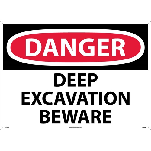 Click here to view larger image Large Format Danger Deep Excavation Beware Sign (D256RD)