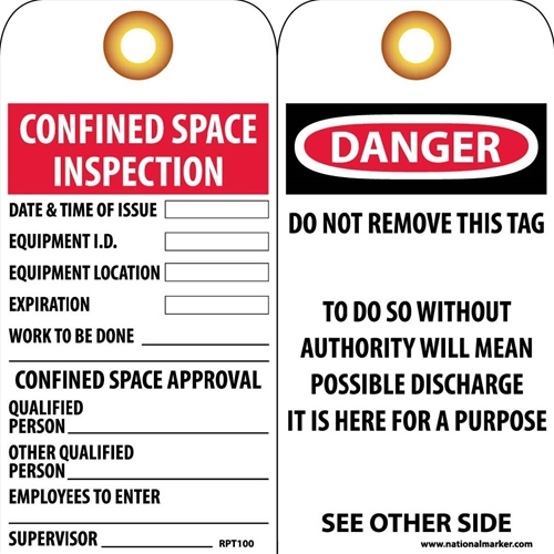 Danger Confined Space Tag (RPT100G)