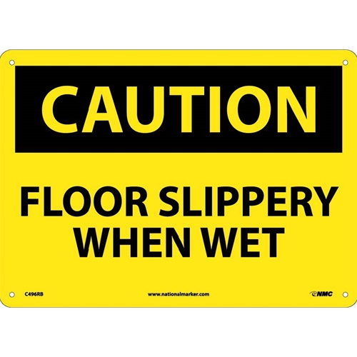 Caution Floor Slippery When Wet Sign (C496RB)