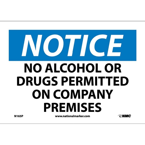 Notice No Alcohol Or Drugs Permitted Sign (N165P)