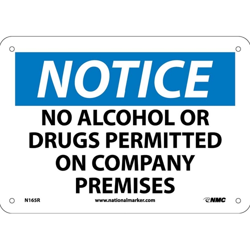 Notice No Alcohol Or Drugs Permitted Sign (N165R)