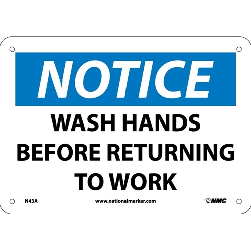 Notice Wash Hands Before Returning To Work Sign (N43A)