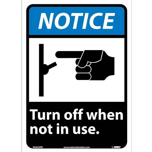 Click here to view larger image Notice Turn Off When Not In Use Sign (NGA23PB)