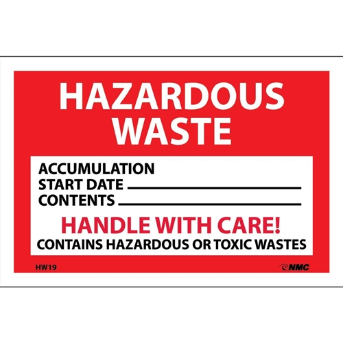Click here to view larger image Hazardous Waste Handle With Care Hazmat Label (HW19)
