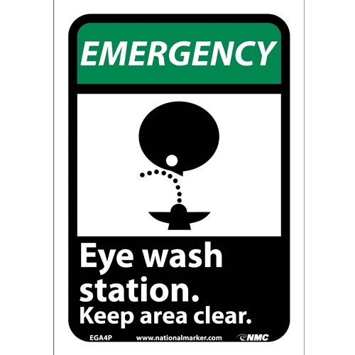 Emergency Eye Wash Station Keep Area Clear Sign (EGA4P)