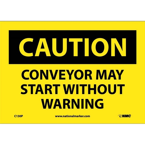 Caution Conveyor May Start Warning Sign (C130P)