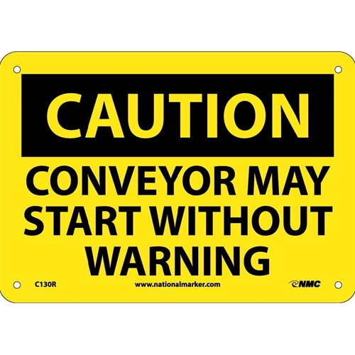 Caution Conveyor May Start Warning Sign (C130R)