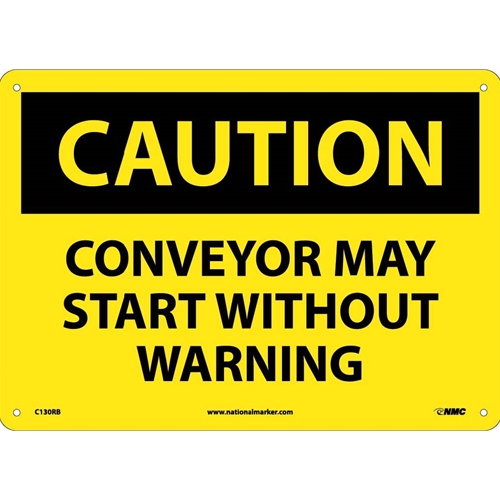 Caution Conveyor May Start Warning Sign (C130RB)