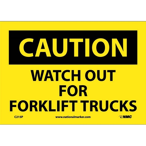 Caution Watch Out For Fork Lift Trucks Sign (C215P)