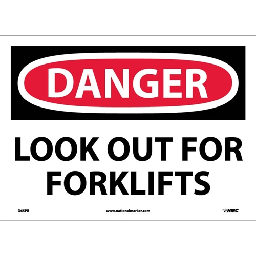 Danger Look Out For Fork Lifts Sign (D65PB)