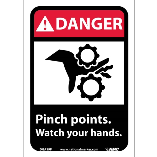 Click here to view larger image Danger Pinch Points Watch Your Hands Sign (DGA19P)