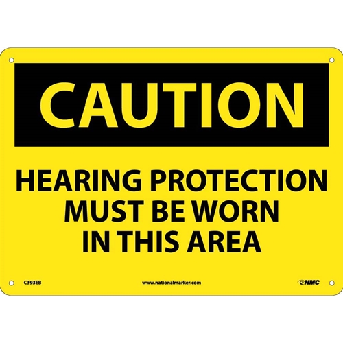 Caution Hearing Protection Must Be Worn Sign (C393EB)