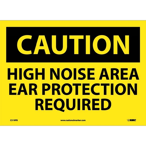 Click here to view larger image Caution High Noise Area Ear Protection Required Sign (C519PB)
