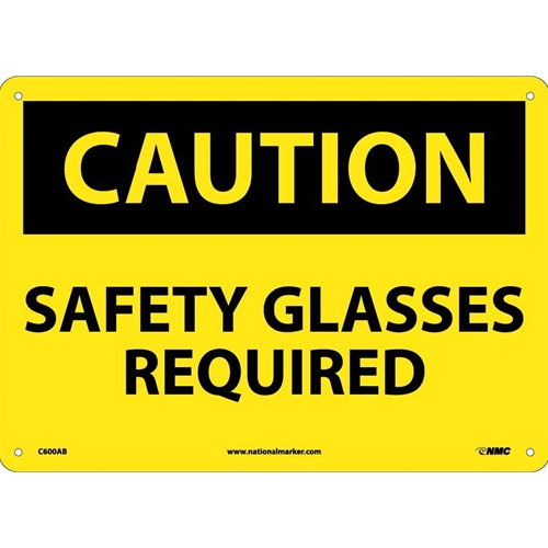 Caution Safety Glasses Required Sign (C600AB)