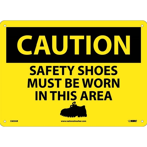 Click here to view larger image Caution Safety Shoes Must Be Worn In This Area Sign (C603AB)