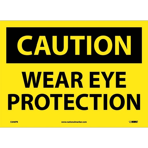 Click here to view larger image Caution Wear Eye Protection Sign (C646PB)