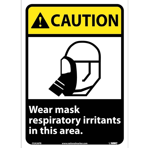 Caution Wear Mask Respiratory Irritants In This Area Sign (CGA36PB)