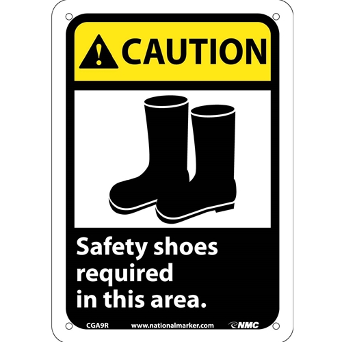 Click here to view larger image Caution Safety Shoes Required In This Area Sign (CGA9R)