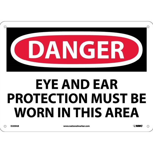 Click here to view larger image Danger Eye And Ear Protection Must Be Worn Sign (D209AB)