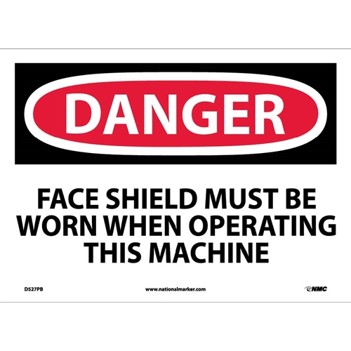 Click here to view larger image Danger Face Shield Must Be Worn Sign (D527PB)