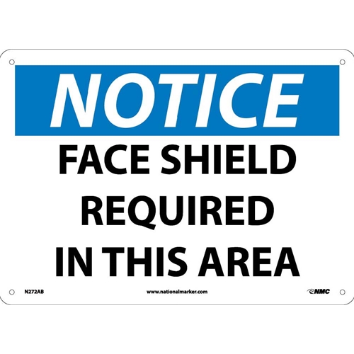 Click here to view larger image Notice Face Shield Required In This Area Sign (N272AB)