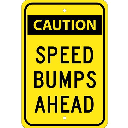 Click here to view larger image Caution Speed Bumps Ahead Sign (TM159J)