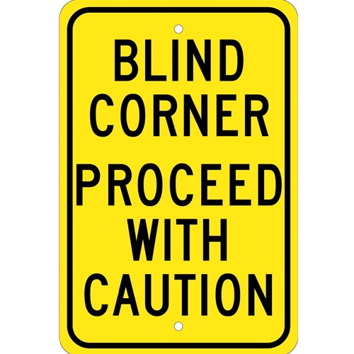 Blind Corner Proceed With Caution Sign (TM71J)