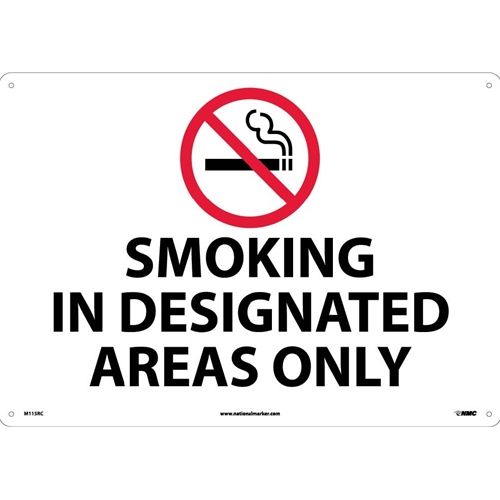 Click here to view larger image Smoking In Designated Areas Only Sign (M115RC)