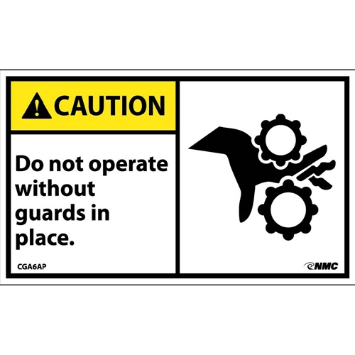 Caution Do Not Operate Without Guards In Place Label (CGA6AP)