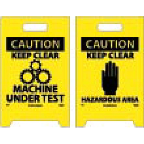 Caution Keep Clear Machine Under Test Double-Sided Floor Sign (FS17)