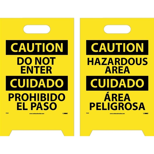 Caution Do Not Enter - Bilingual Double-Sided Floor Sign (FS31)