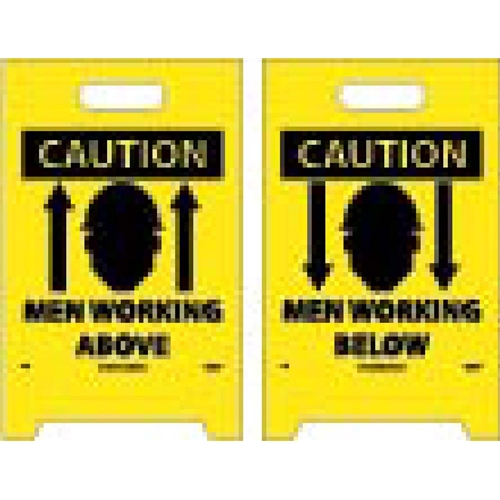 Caution Men Working Above/Below Double-Sided Floor Sign (FS6)