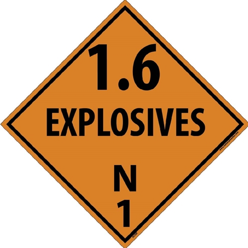 1.6 Explosives N1 Dot Placard Sign (DL45R)