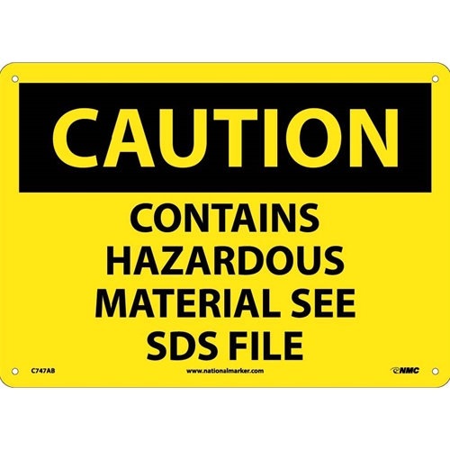 Click here to view larger image Caution Contains Hazardous Material See Sds File Sign (C747AB)