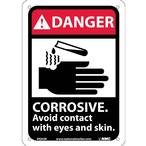 Click here to view larger image Danger Corrosive Avoid Contact With Eyes And Skin Sign (DGA3R)