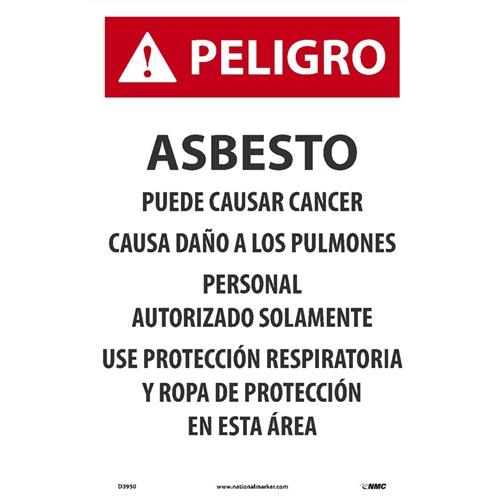 Danger Asbestos Dust Hazard Spanish Paper Sign (D3950)