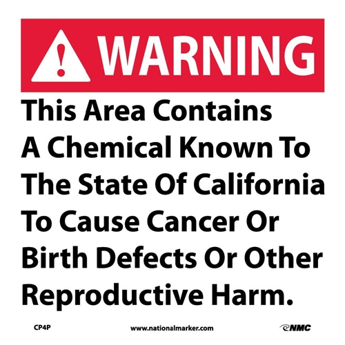 Click here to view larger image Warning This Area Contains A Chemical California Proposition 72 (CP4P)