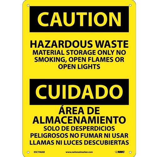 Click here to view larger image Caution Hazardous Waste Material Storage Sign - Bilingual (ESC706AB)