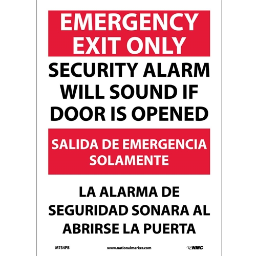 Emergency Exit Only Sign - Bilingual (M734PB)