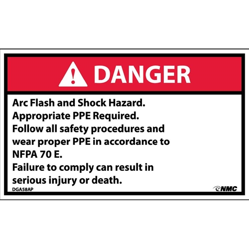 Danger Arc Flash And Shock Hazard Label (DGA58AP)